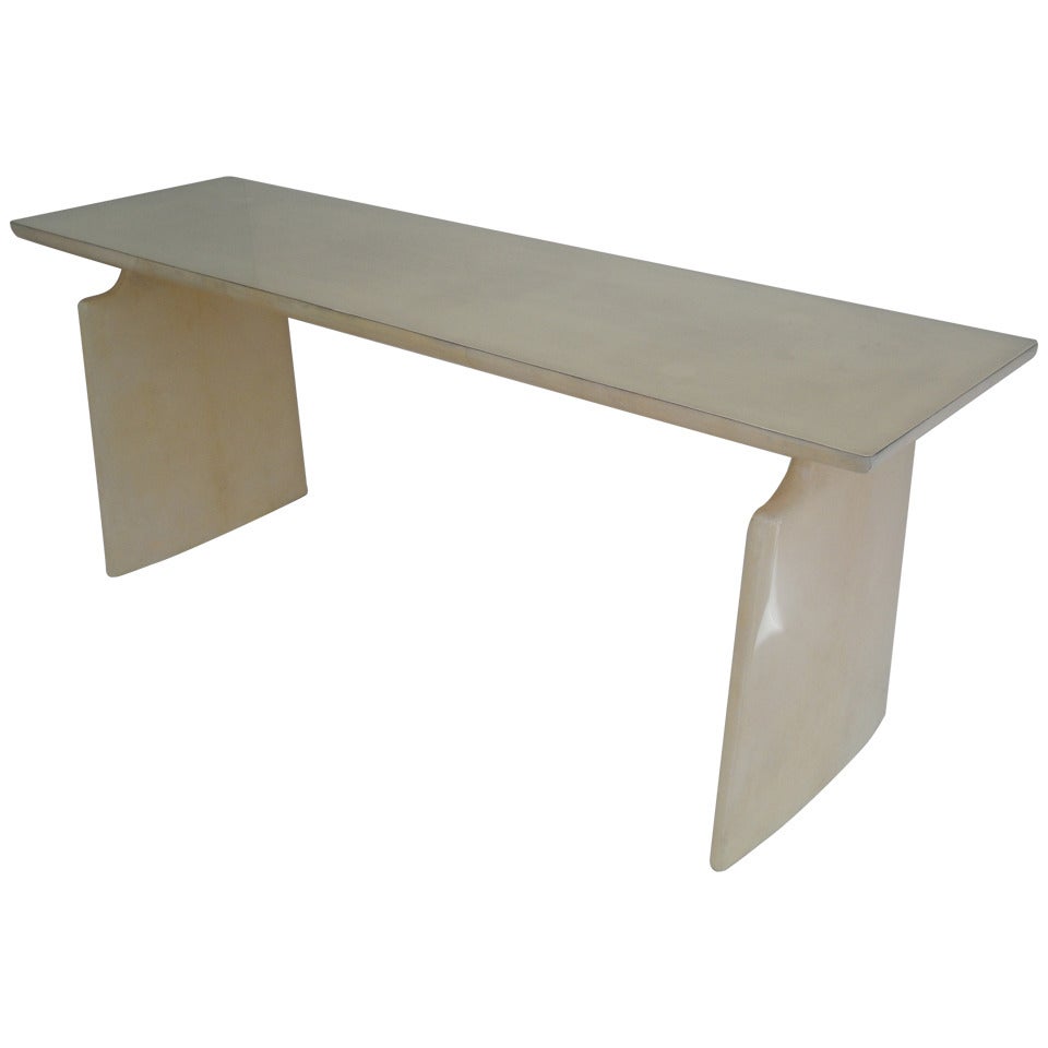 Gorgeous Organic Shaped Parchment Table with Brass Top
