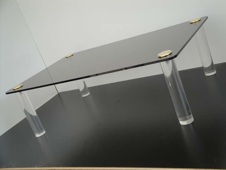 American Pace Collection Lucite and Smoked Glass Coffee Table