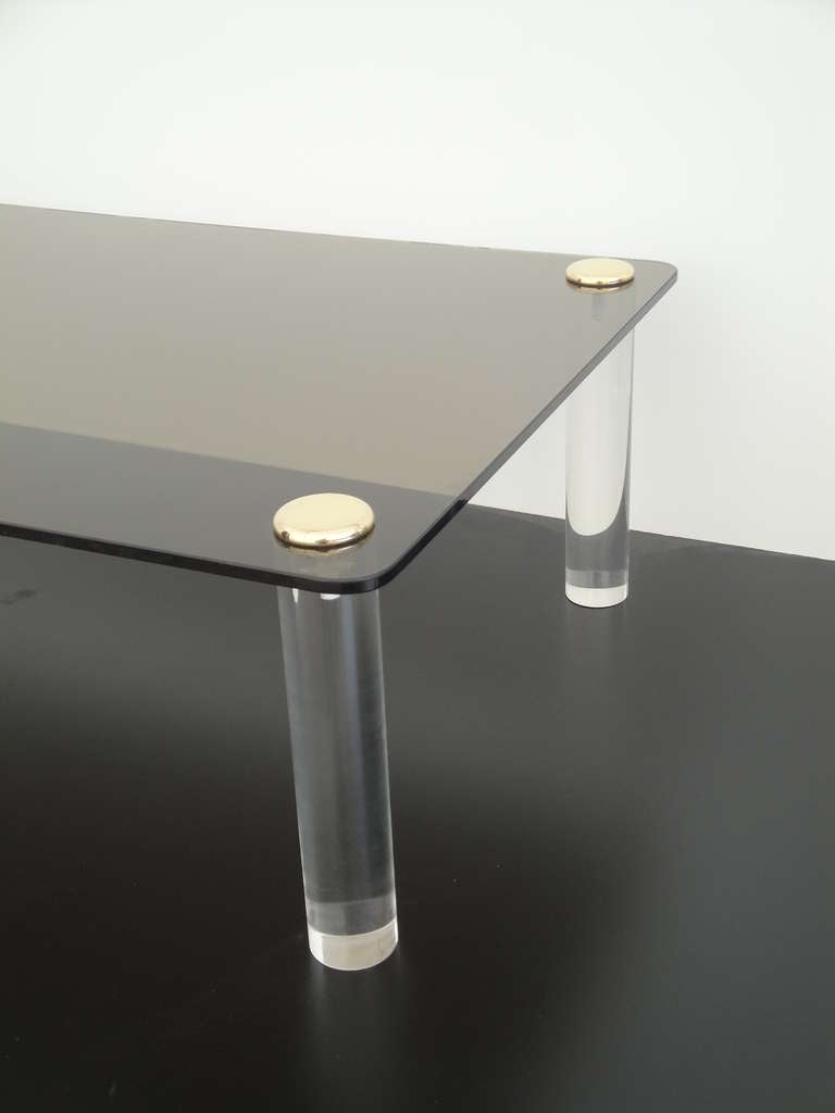 Pace Collection Lucite and Smoked Glass Coffee Table In Excellent Condition In North Hollywood, CA