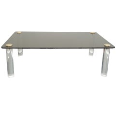 Pace Collection Lucite and Smoked Glass Coffee Table