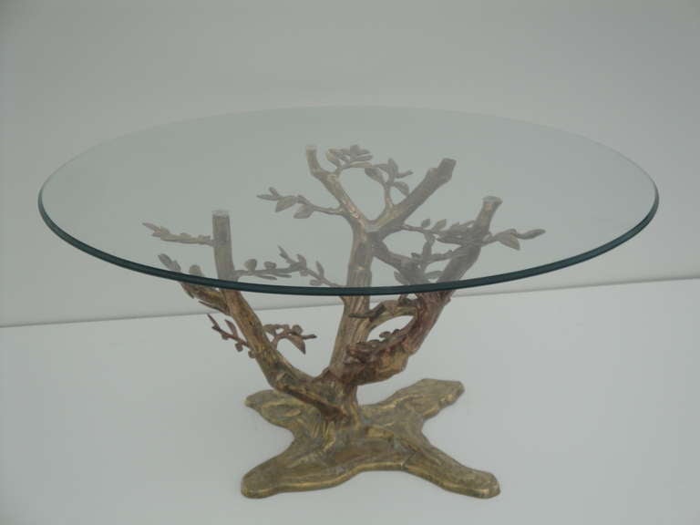 American Brass Tree Sculpture Coffee Table Style of Willy Daro