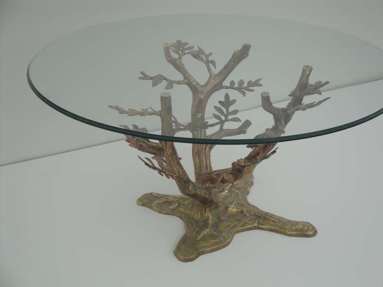 Brass Tree Sculpture Coffee Table Style of Willy Daro In Excellent Condition In North Hollywood, CA