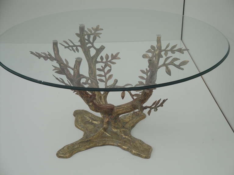 Late 20th Century Brass Tree Sculpture Coffee Table Style of Willy Daro