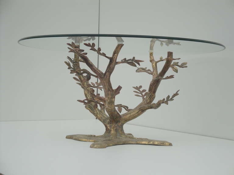 Brass Tree Sculpture Coffee Table Style of Willy Daro 1