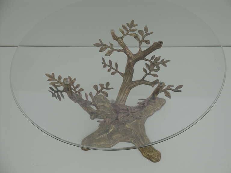 Brass Tree Sculpture Coffee Table Style of Willy Daro 2