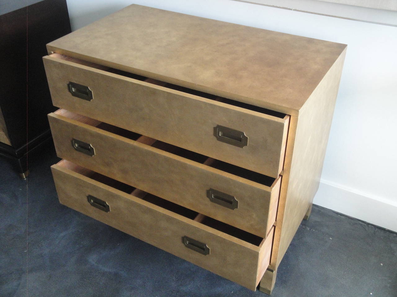 Campaign Style Gold Leafed Chest of Drawers by Baker For Sale 3