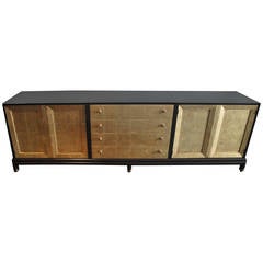 Renzo Rutili Gold-Leafed and Ebonized Sideboard for Johnson Furniture