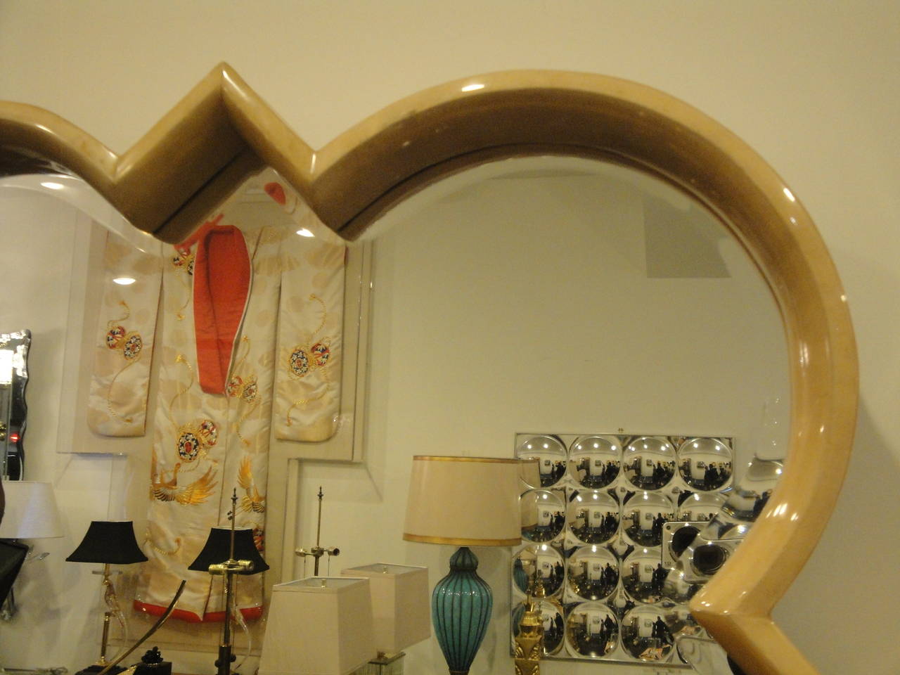 Quatrefoil Parchment Mirror In Good Condition In North Hollywood, CA