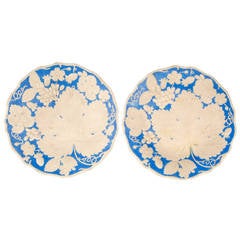 Antique Pair of Parian Porcelain Plates
