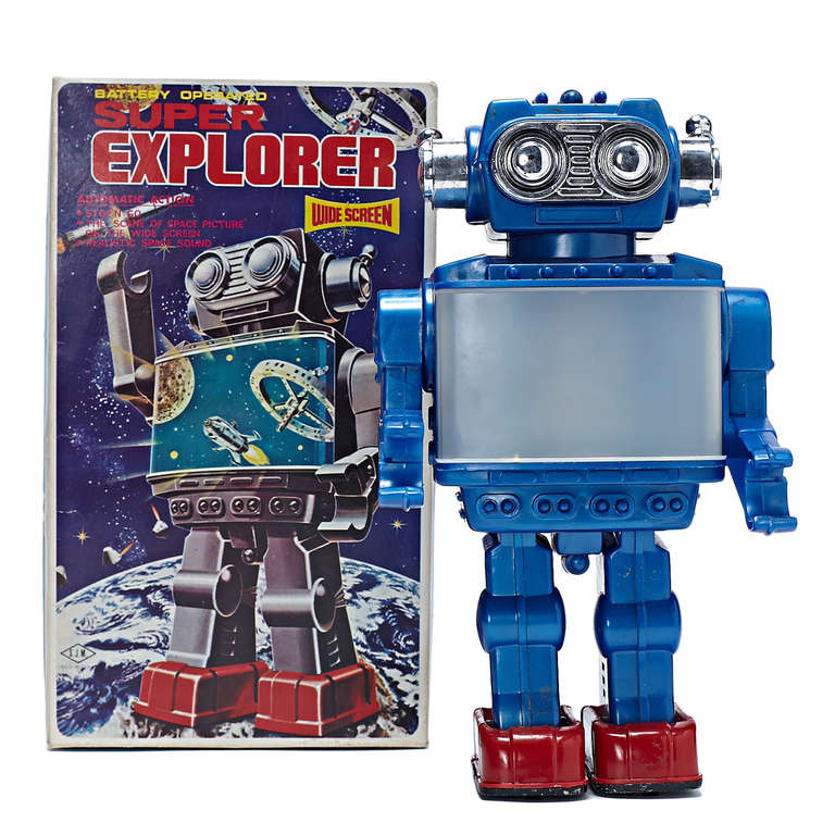 Japanese Group of Vintage Toy Robots with Original Packaging
