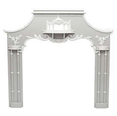Chinoiserie Painted Wooden Fireplace Mantel
