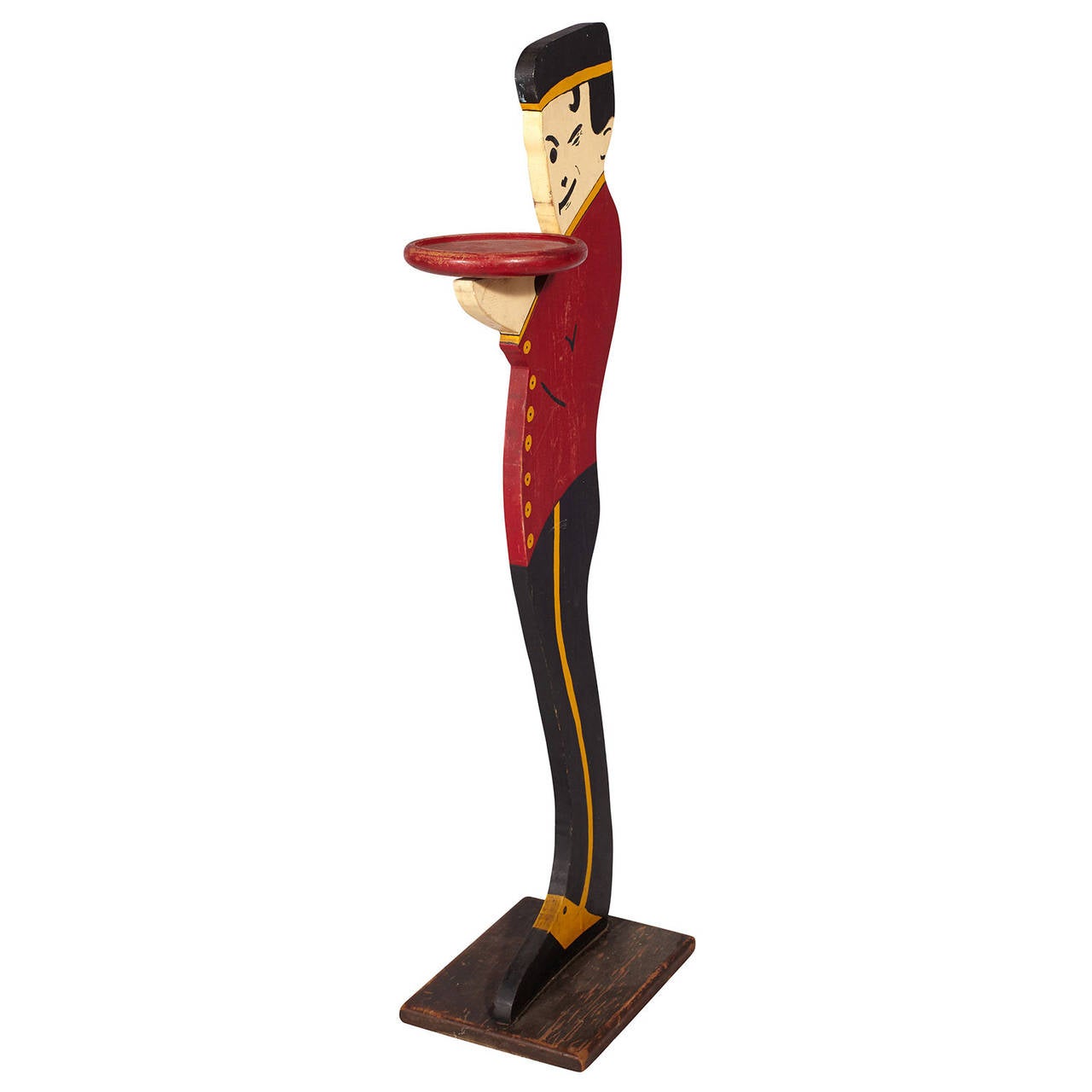 American Vintage Wooden Bellhop Folk Art Drink Stand