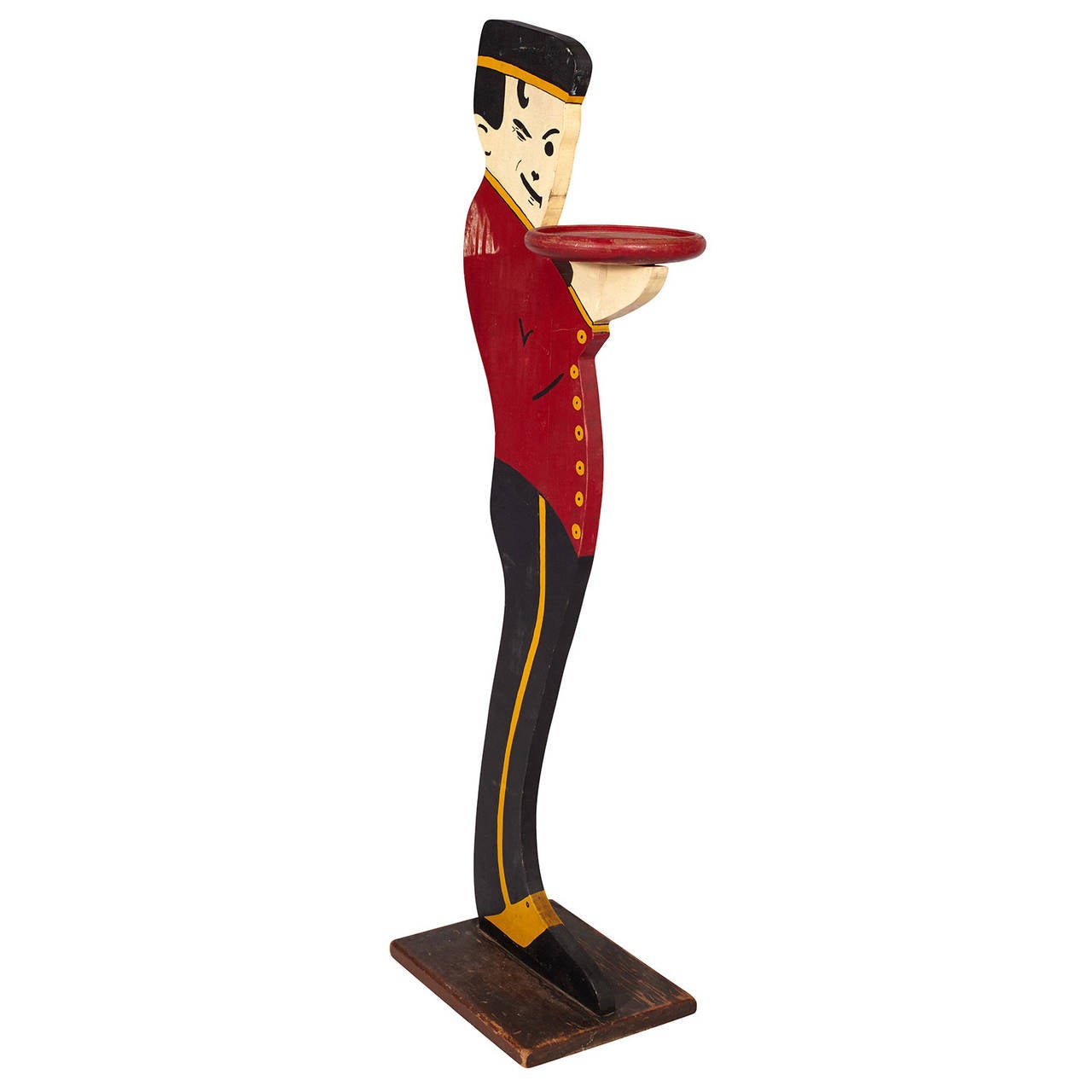 Vintage Wooden Bellhop Folk Art Drink Stand In Good Condition In New York City, NY
