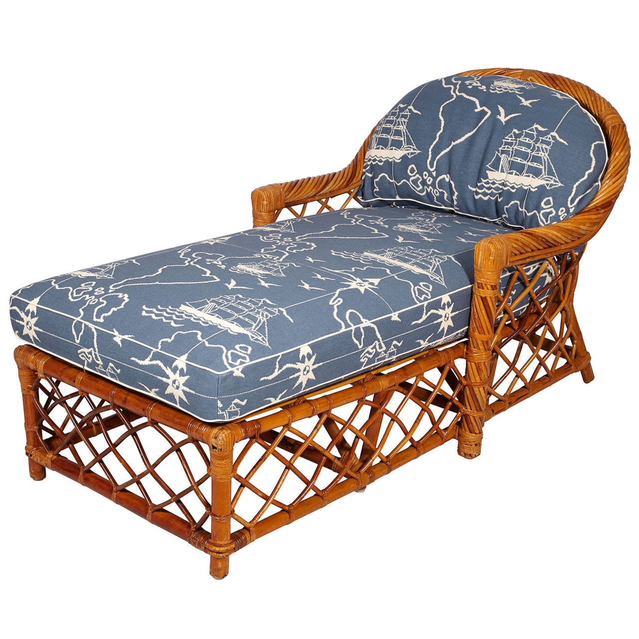 Late 20th Century Bielecky Bros Rattan Chaise Lounge