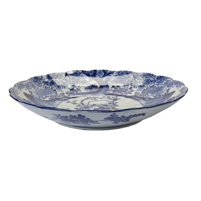 19th c. Blue and White Chinese Porcelain Charger In Excellent Condition In New York City, NY