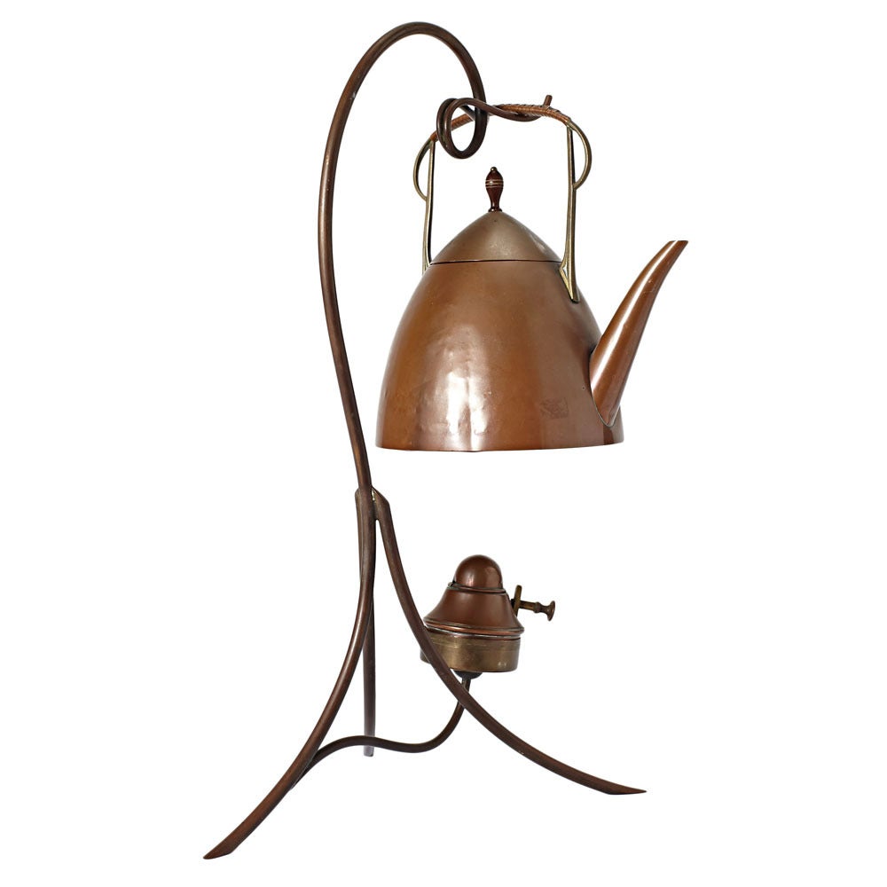 Secessionist Style Copper Tea Kettle with Stand at 1stDibs