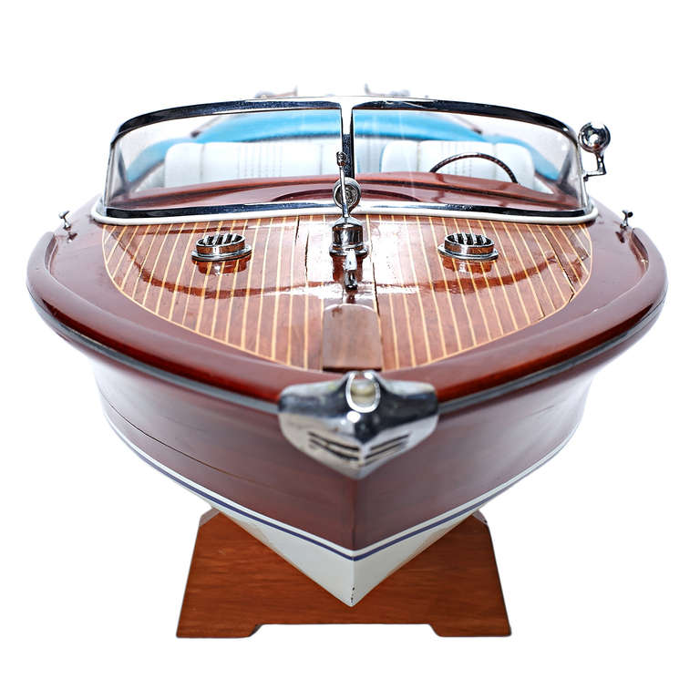 Mid-20th Century Riva Aquarama Boat with White and Turquoise Seating