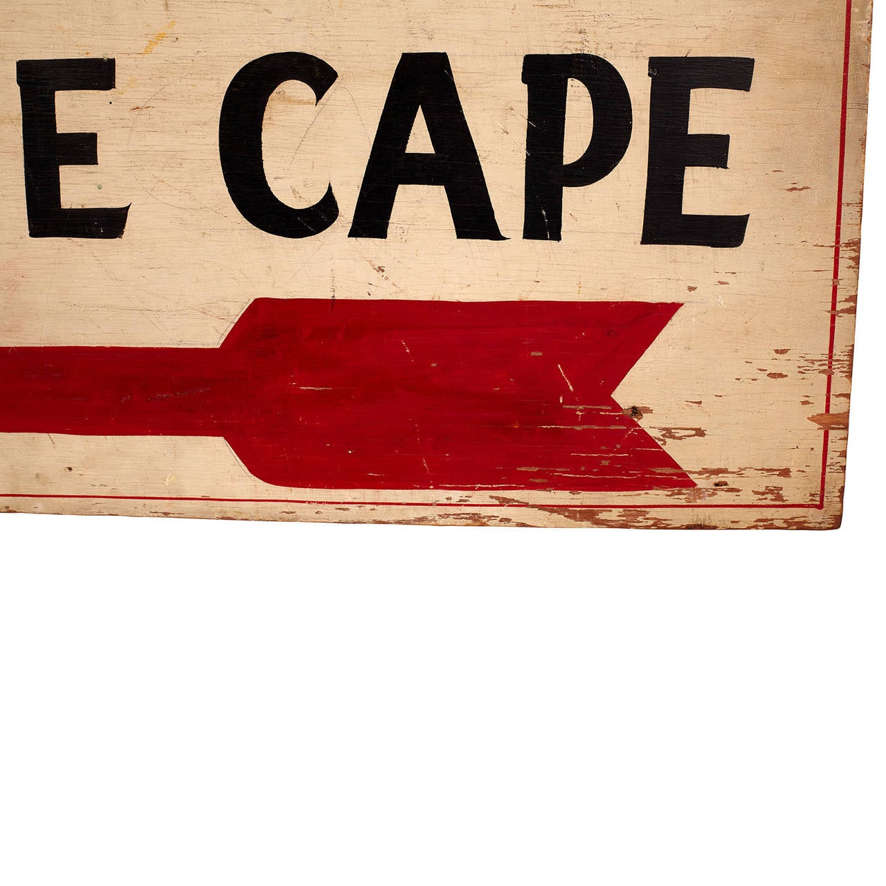 A detour sign from Cape Cod in original paint on wood from the 1950s.
