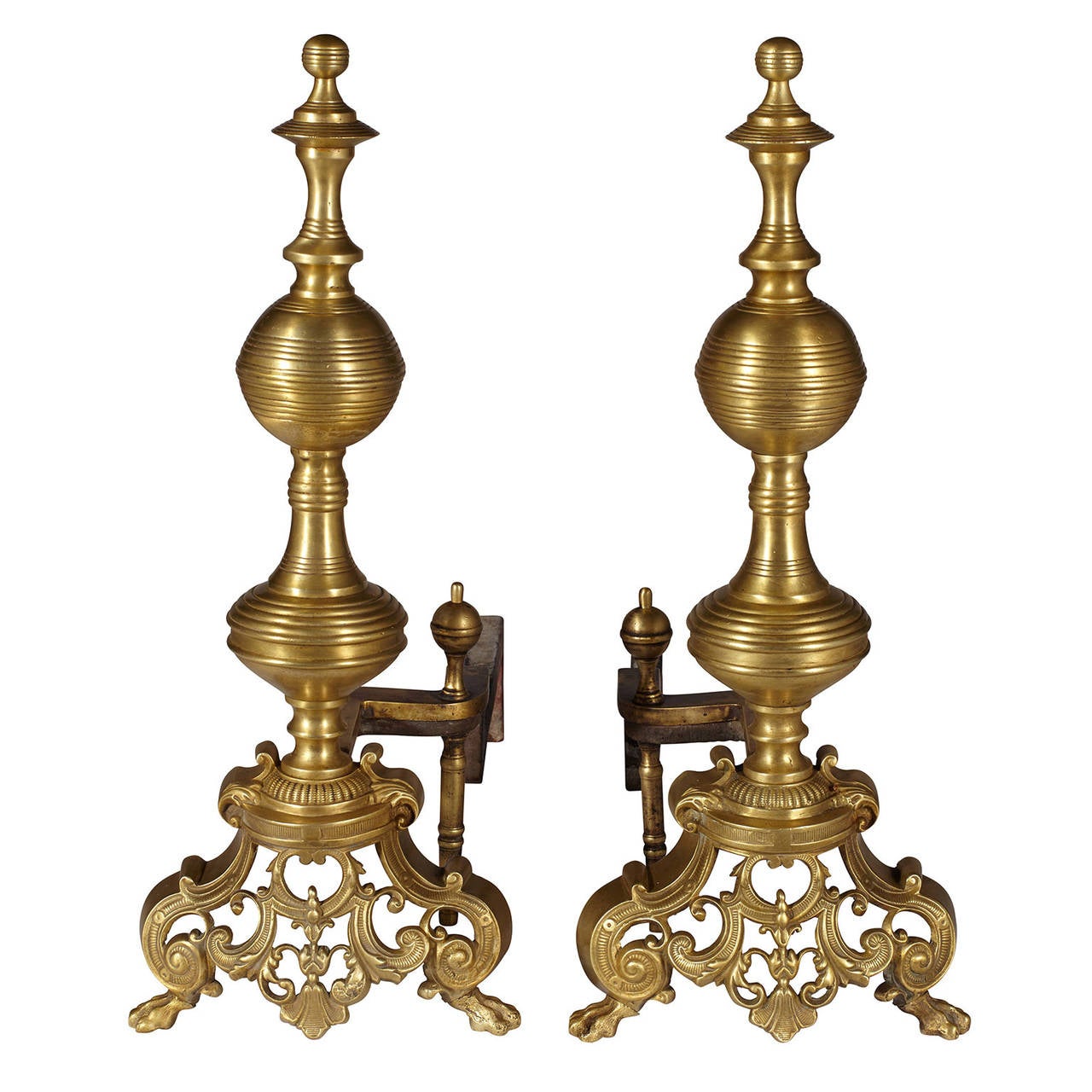 Pair of Cast Andirons In Excellent Condition In New York City, NY