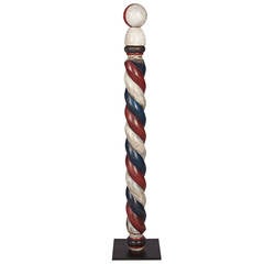 Vintage Barber Pole on Metal Stand