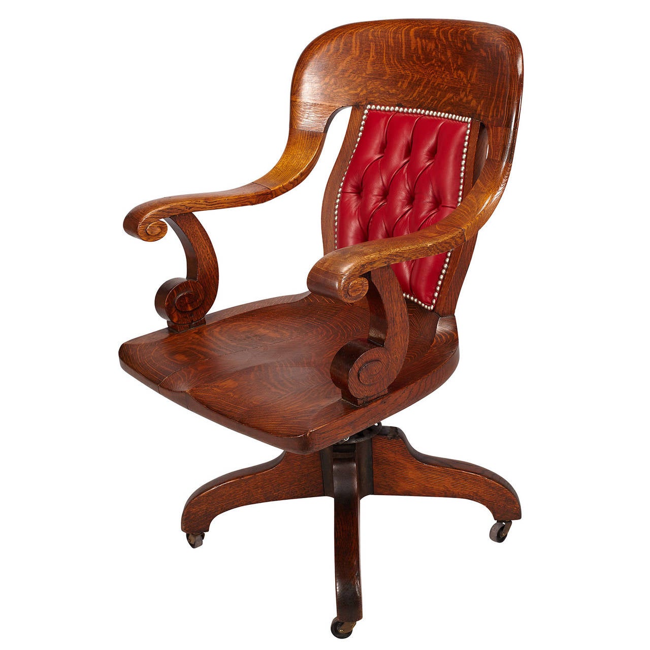 Oak Swivel Banker's Chair 2
