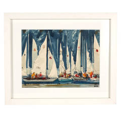 Nautical Yacht Race Watercolor