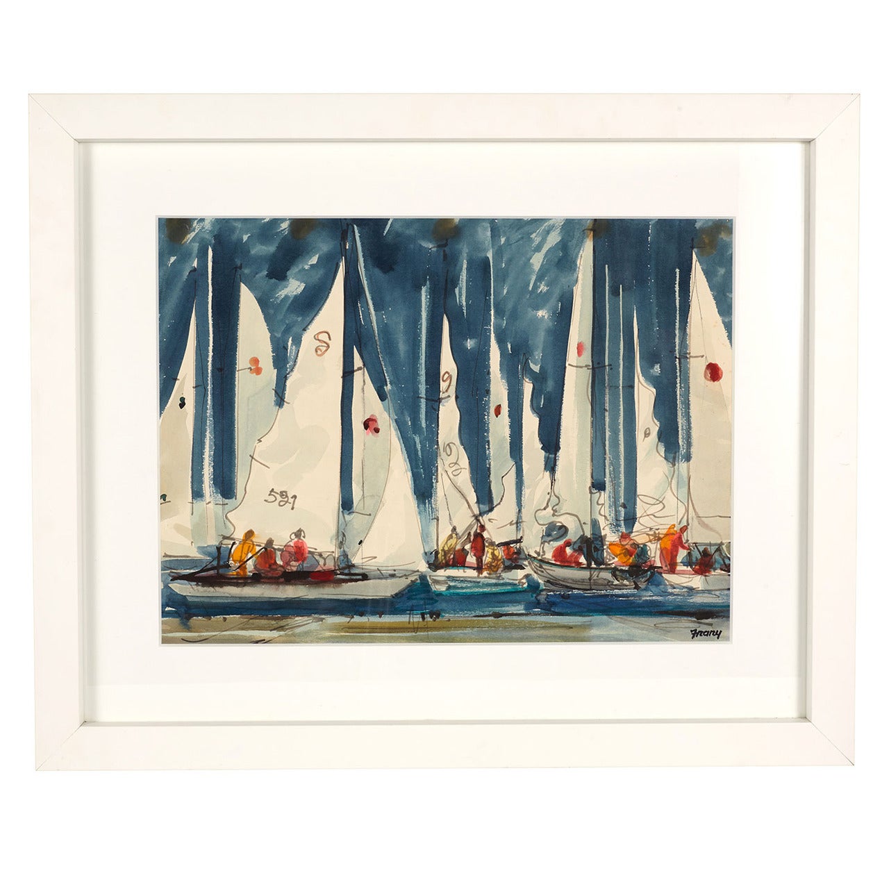 Nautical Yacht Race Watercolor