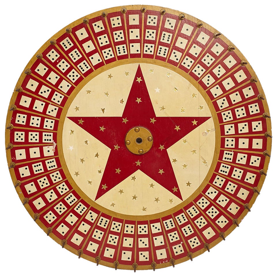 Vintage Game Wheel with Stars and Dice