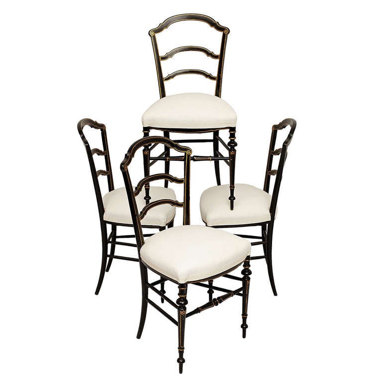 French Set of Four Diminutive Side Chairs