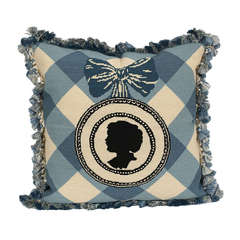 Needlepoint Cameo Silhouette Pillow
