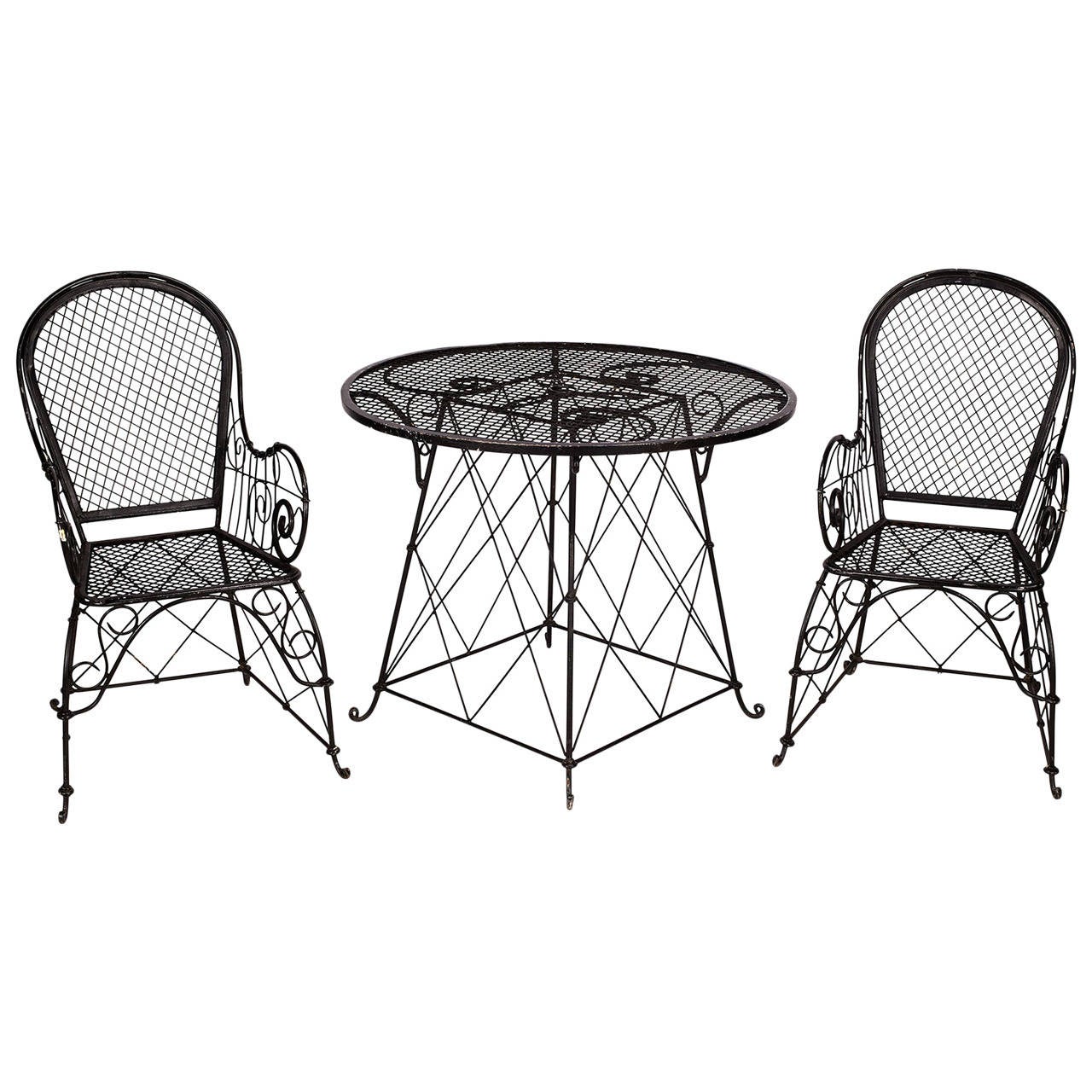 Black Wire Garden Furniture Set at 1stDibs