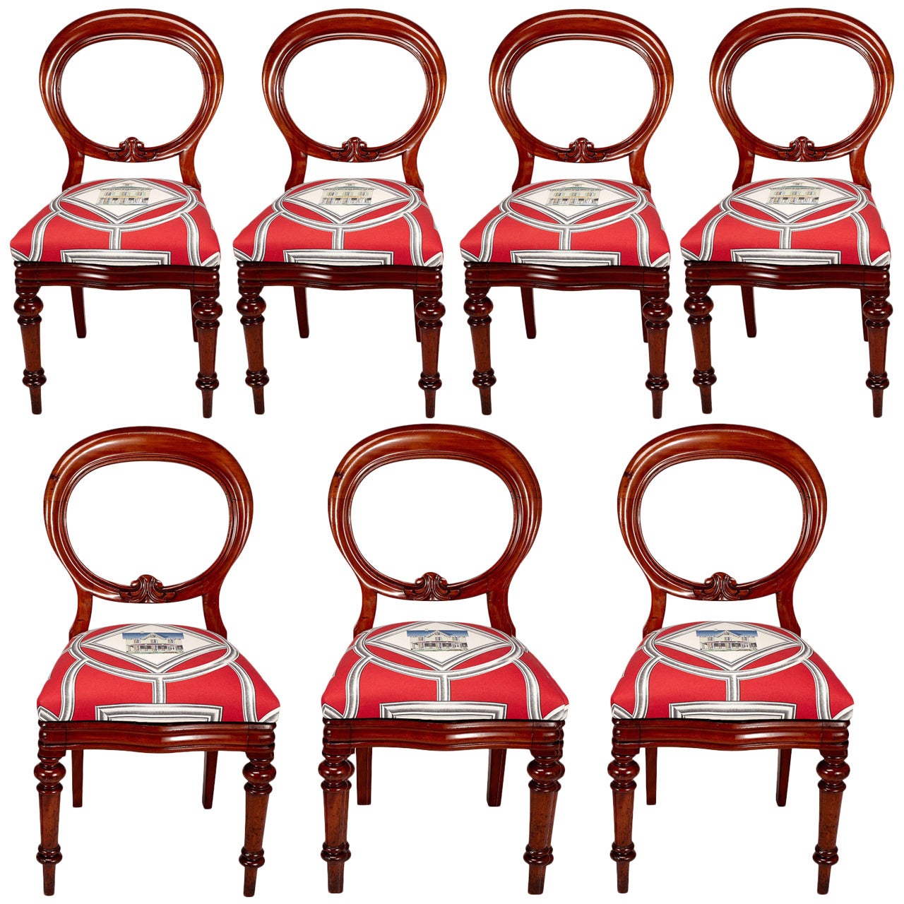Set of Five Victorian Balloon Back Dining Chairs