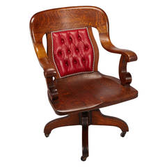 Antique Oak Swivel Banker's Chair