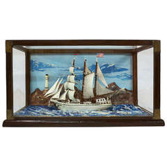 American Diorama of a Sailboat at Sea
