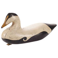 Vintage Black and White Eider Duck Decoy