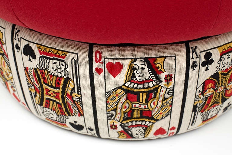 Round Playing Card Ottoman In Excellent Condition In New York City, NY