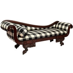 19th Century Classical Carved American Empire Recamier