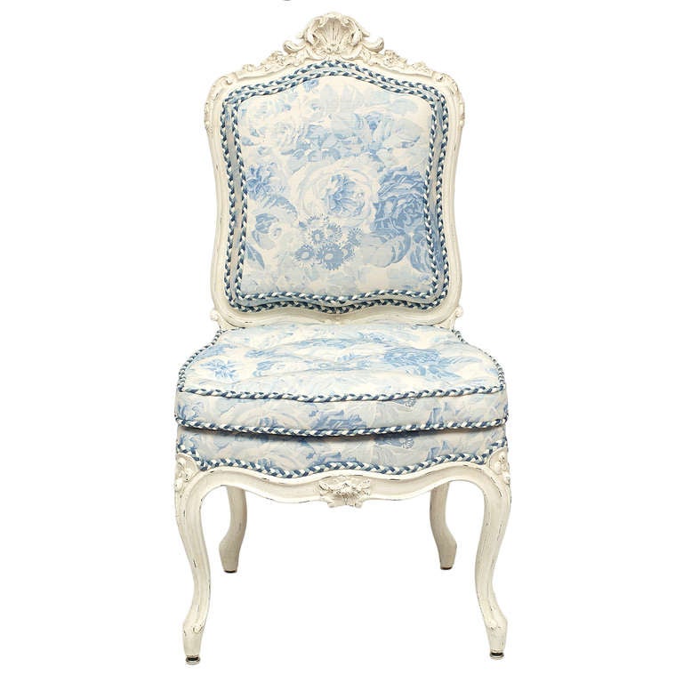 19th c. Victorian upholstered side chair painted in 