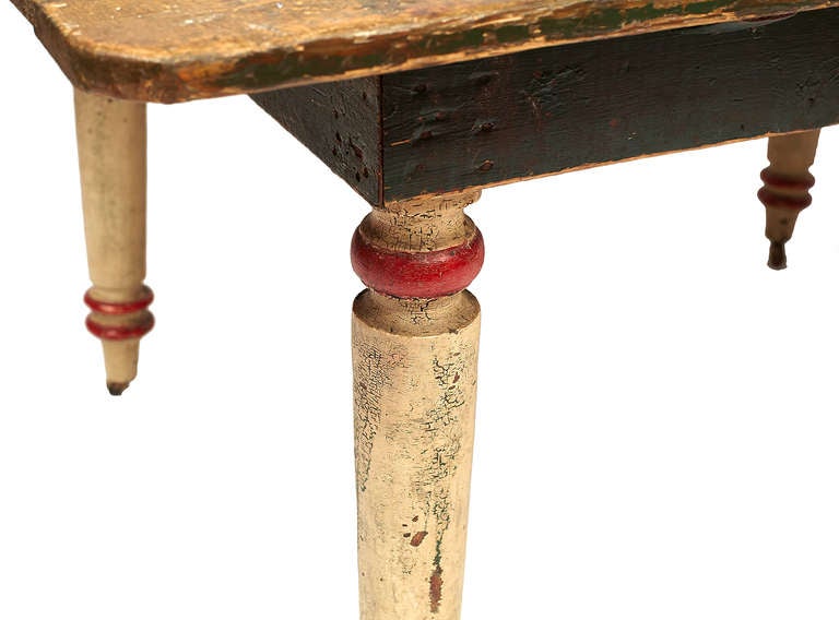 American 19th-Century Painted Folk Art Farm Table