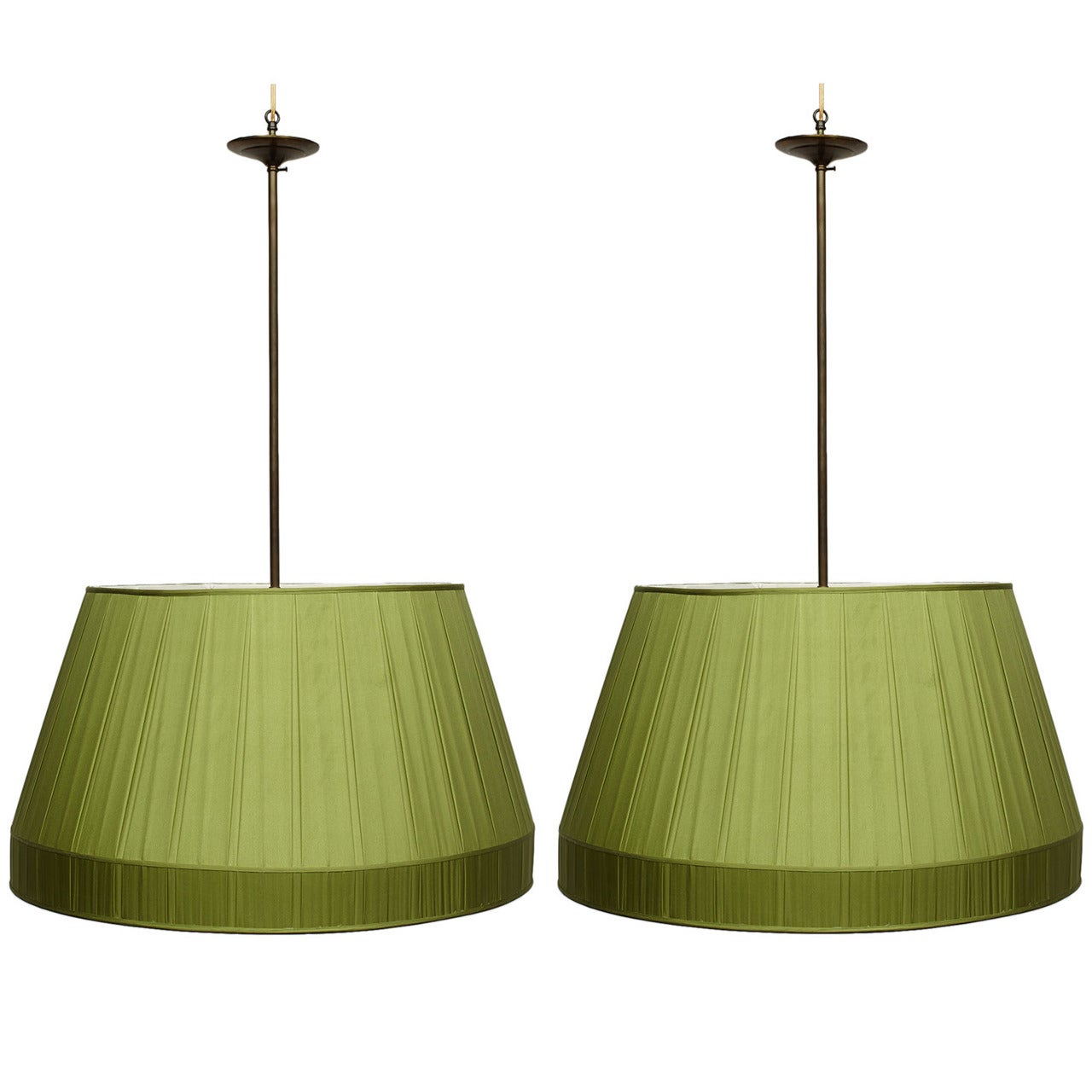 Pair of Oversized Silk Billiard Light Fixtures