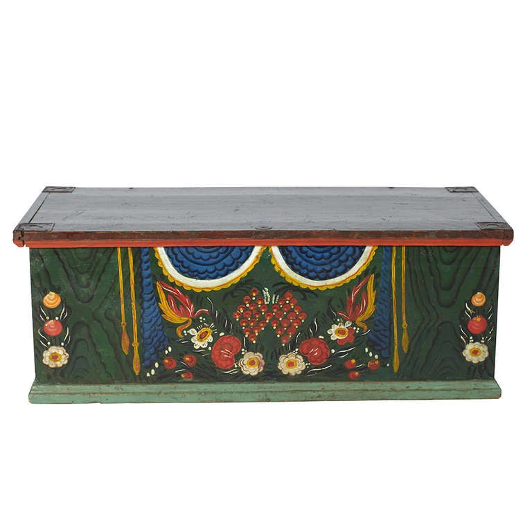 Late 19th-century paint decorated Austrian Dowry Chest.