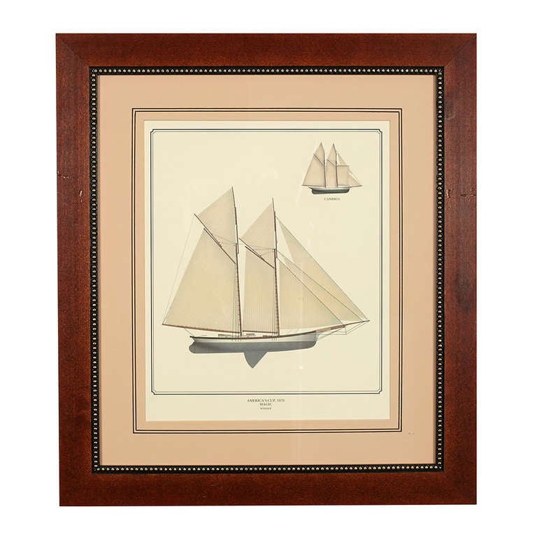 Set of Four Framed Yacht Prints In Excellent Condition In New York City, NY