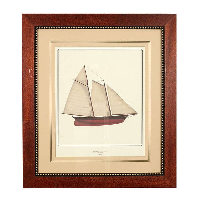 American Set of Four Framed Yacht Prints