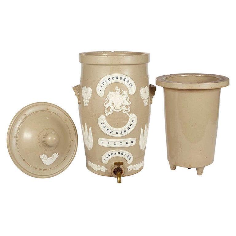 19th century Stoneware Water Filter Including All Components by Lipscombe & Co.