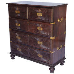 19th Century Anglo-Indian Style Rosewood Campaign Chest