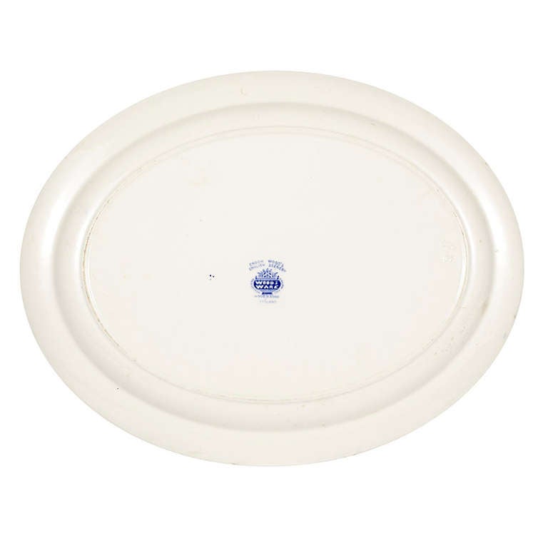 Blue and white platter with pasture scene. 16