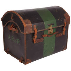 Green Antique Leather Tack Chest from the Dupont Family