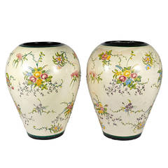 Pair of Large Italian Ceramic Majolica Jars