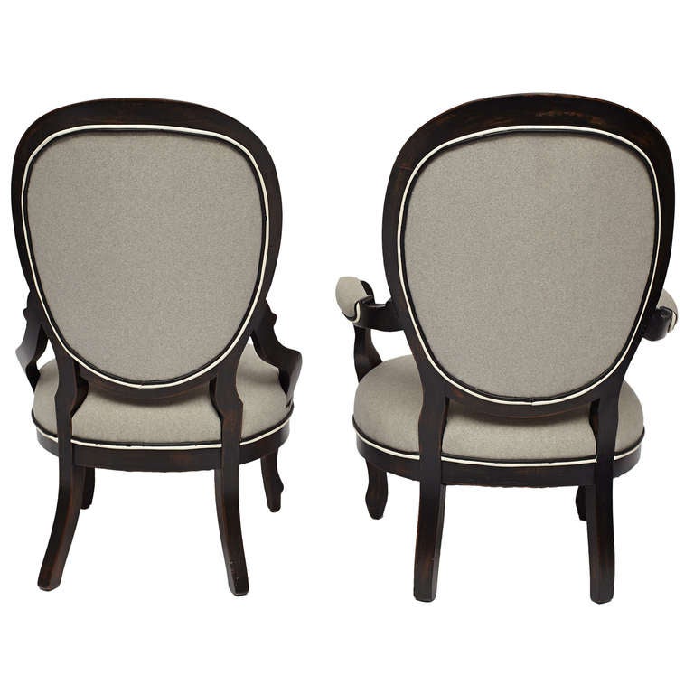Pair of Victorian 'Sailor Boy' Giclee Parlor Chairs 1