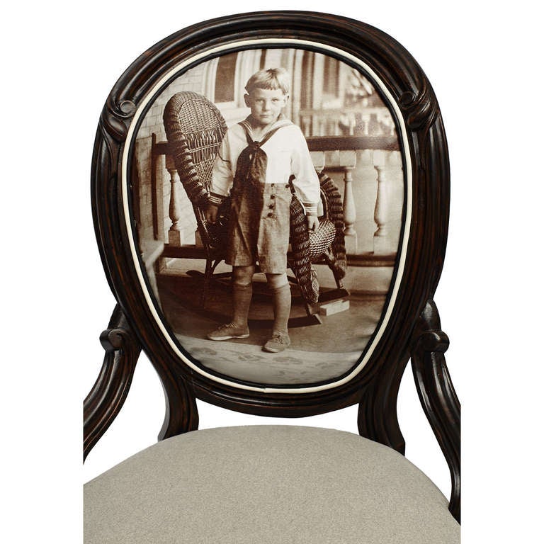 Pair of Victorian 'Sailor Boy' Giclee Parlor Chairs 5